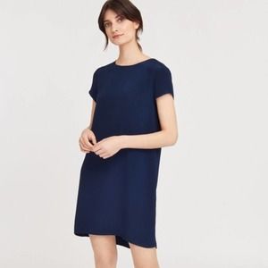 cuyana navy blue shift dress size sm